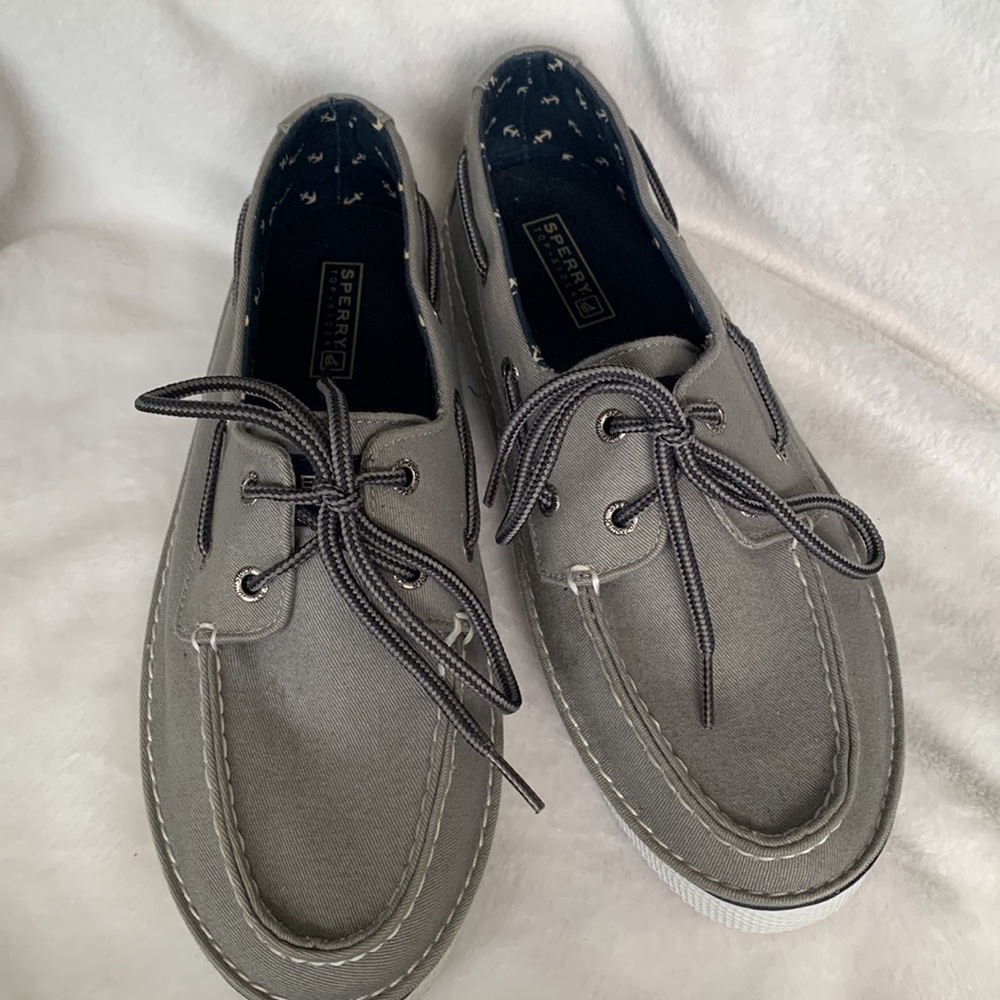 Sperry Top Sider Grey Lace Up Loafer Boat Shoe